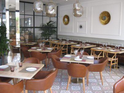 The indoor restaurant